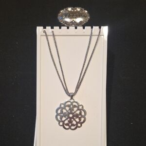 Brighton Silver Floral Filigree Pendant Necklace